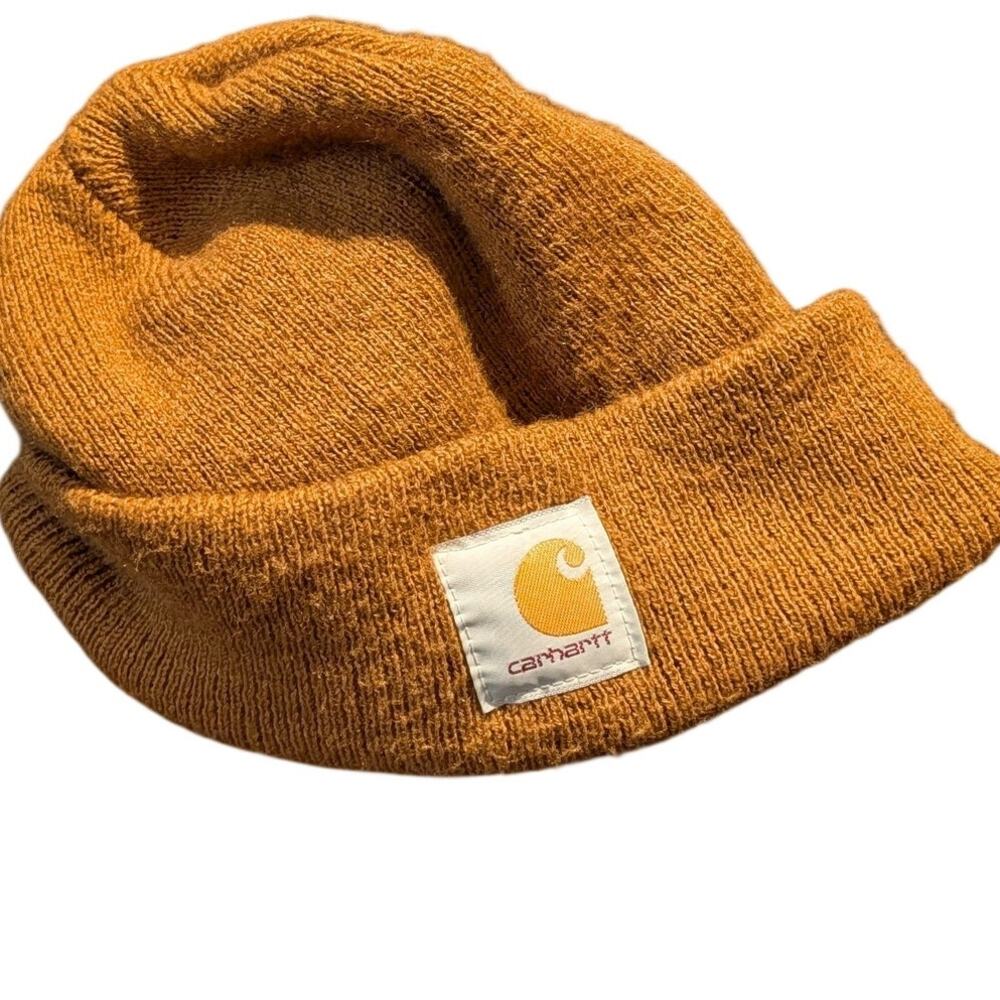 Carhartt Brown Acrylic Watch Hat Beanie Cuffed Logo Workwear One Size